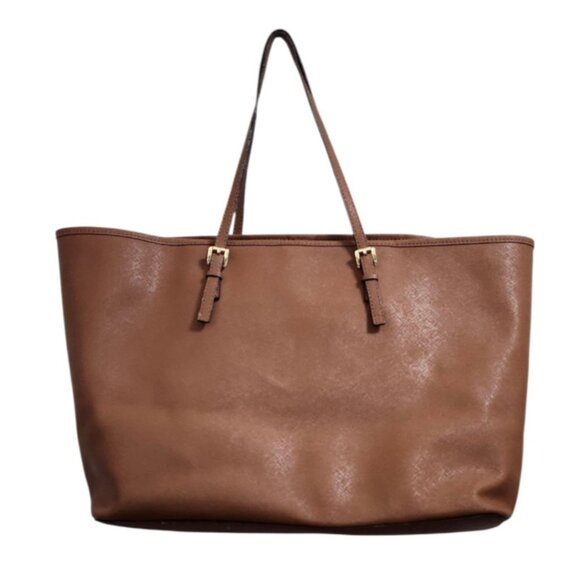 MICHAEL KORS Saffiano  Leather Brown Jet Set Travel Tote - Picture 4 of 16